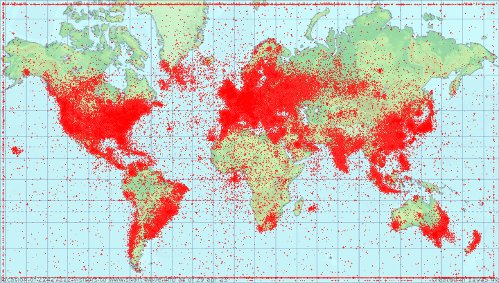 map of location of visitors to short-wave.info